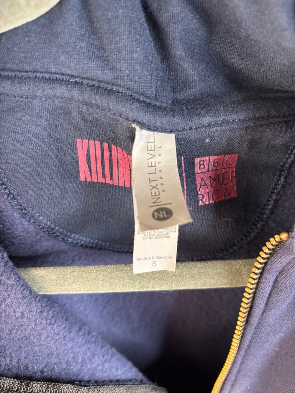 Next Level “Killing Eve” Pig with Hat Zip Up Hoodie in Blue + Pink - Picture 5 of 5